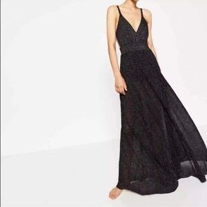 Zara Metallic Italian Knit Maxi Dress Limited Edition Size S
